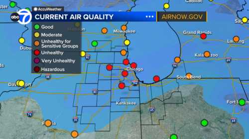 Current air quality Chicago:  AQI high in Illinois, Indiana counties leaving air quality alert due to Canadian wildfires 2025