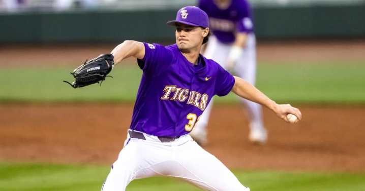 LSU ace pitcher Kade Anderson got hit on the arm vs. West Virginia. Here's what happened.