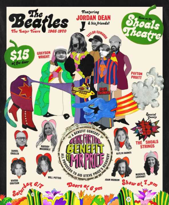 Beatles tribute benefit Concert for Steve Price hosted by Shoals artists on Saturday