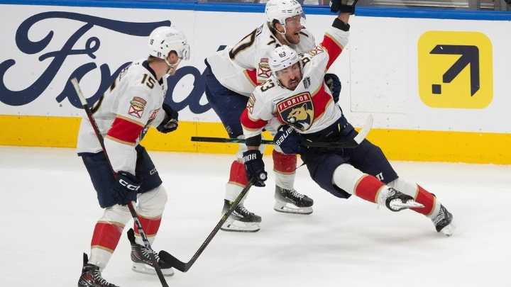 Marchand scores in 2nd OT, Panthers top Oilers to even the Stanley Cup Final