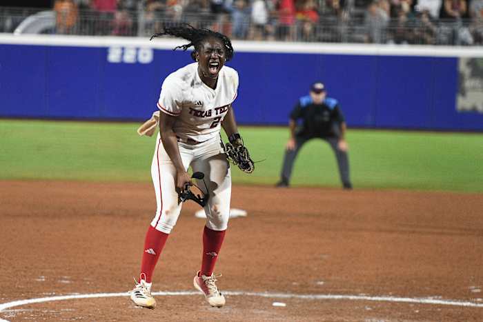 Texas Tech's NiJaree Canady breaks down after heavy pitching load in Women's College World Series