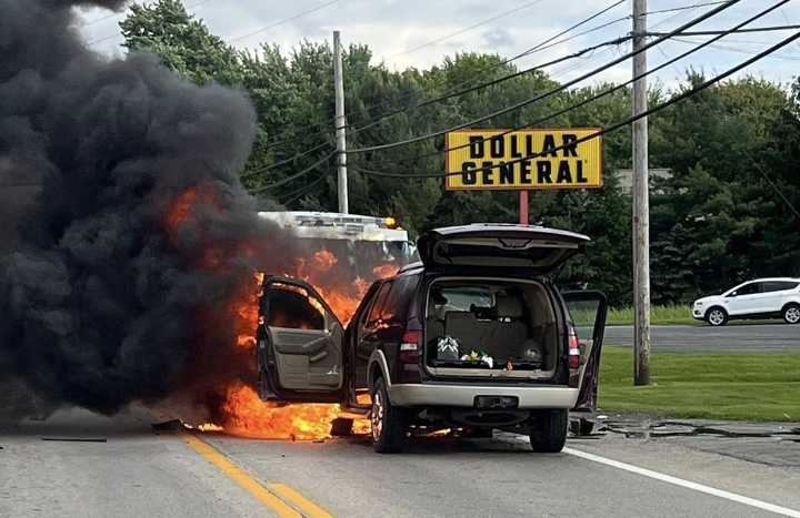 Fiery head-on crash in Champion injures three