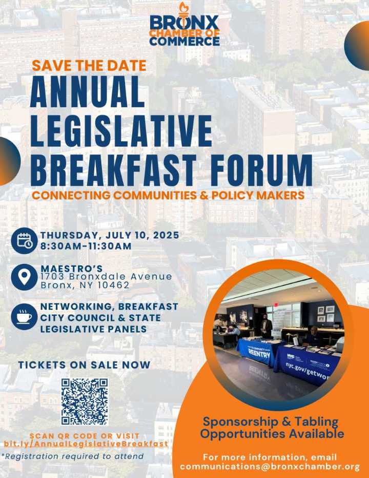 Bronx Chamber of Commerce set to host Annual Legislative Breakfast Forum on July 10