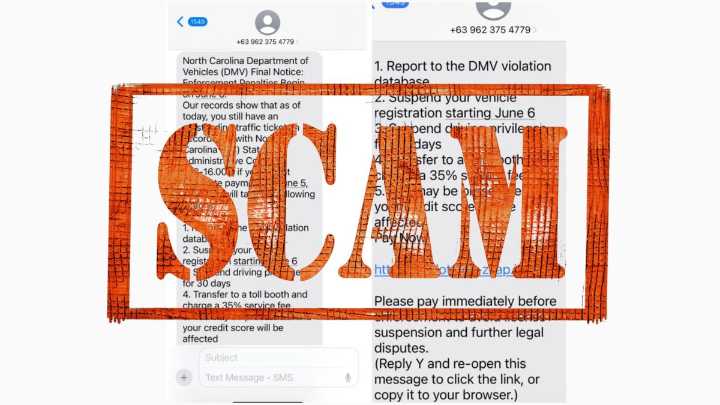 NCDMV advierte sobre nueva estafa por mensaje de texto