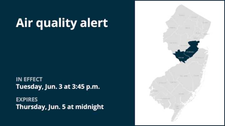 Air quality alert active for Middlesex and Mercer counties until early Thursday