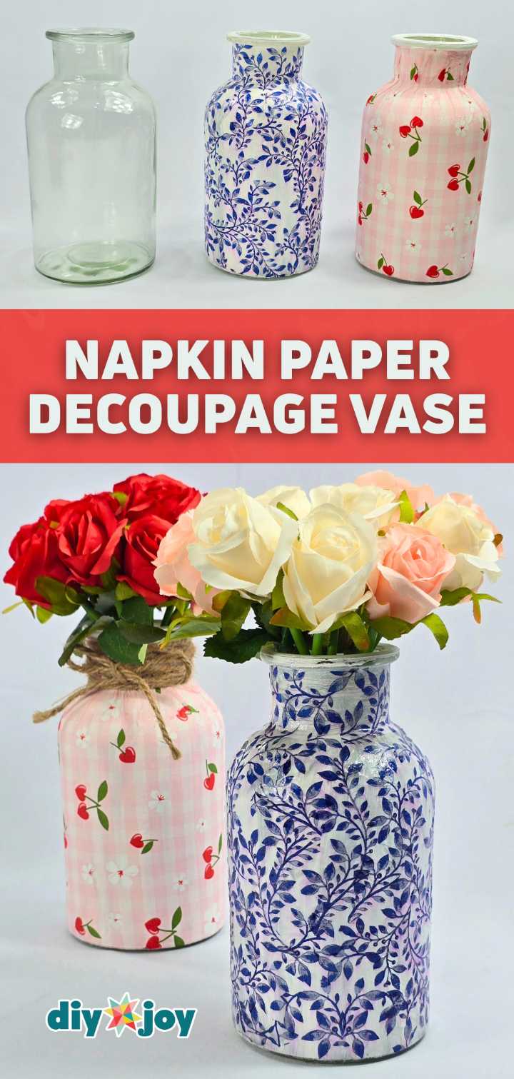 DIY Decoupage Vase Using Napkin Paper