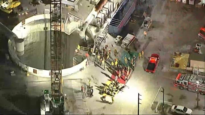 Part of a Los Angeles tunnel collapses, possibly trapping workers inside