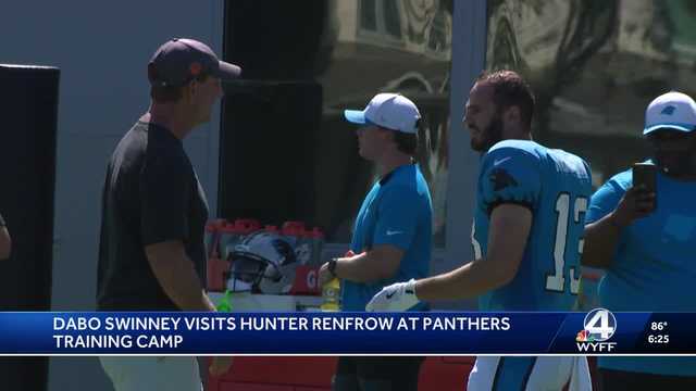 Dabo Swinney visits Panthers and Clemson alum Hunter Renfrow