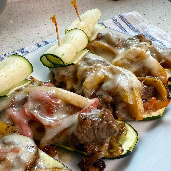 Elise Jesse’s Philly Cheesesteak Zucchini Boats Recipe