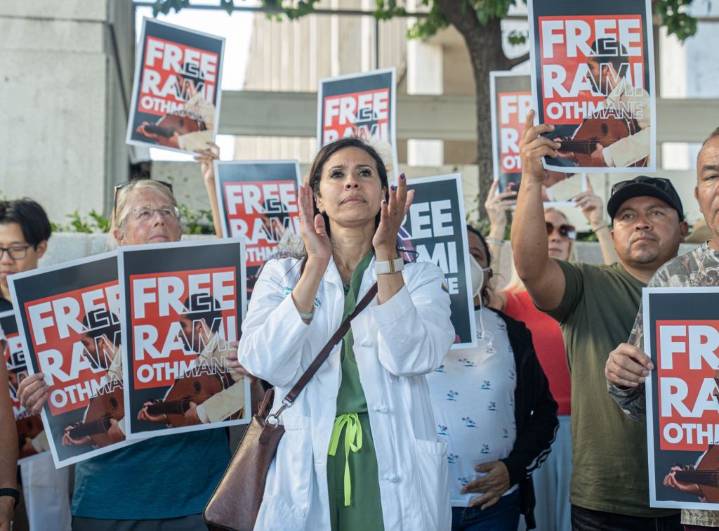 ICE detained the spouse of a top California doctor. A community shows up to ‘serenade’ him