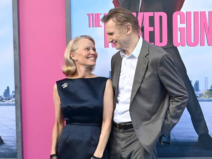 The Naked Gun costars Liam Neeson and Pamela Anderson are a couple