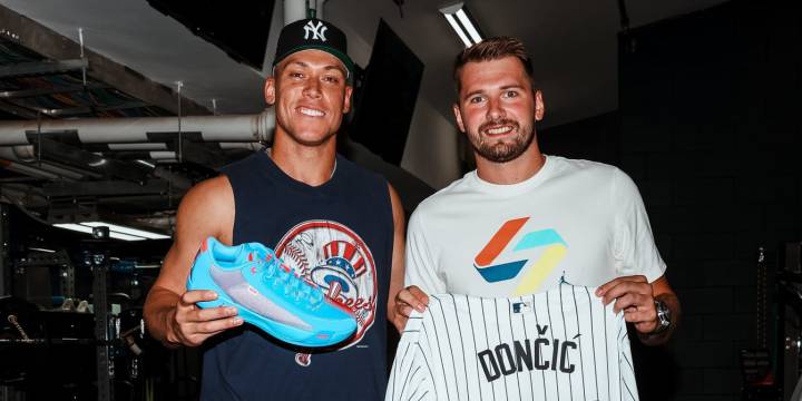 Luka Dončić visits Yankee Stadium