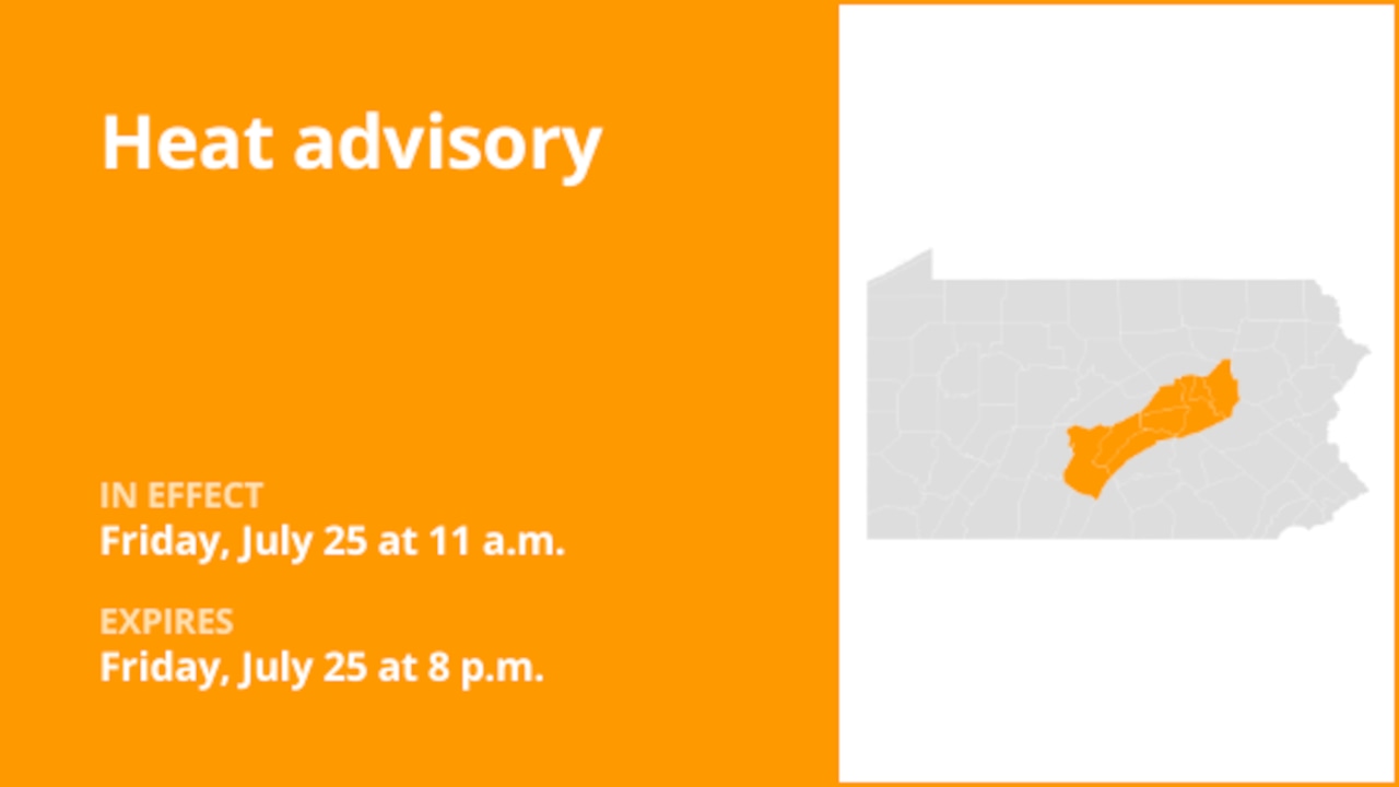 Heat advisory issued for North Central Pa. until Friday evening