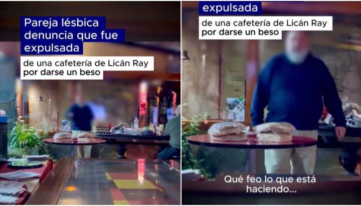 Pareja de mujeres dijo ser expulsada de cafetería por darse "piquito" en Lican Ray