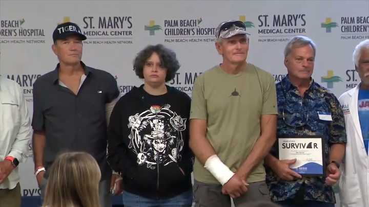 Shark attack survivors unite at St. Mary’s Medical Center in West Palm Beach to share harrowing tales of survival and recovery 