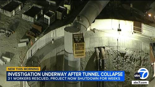 Los Angeles firefighters help rescue at least 31 workers trapped after tunnel collapse in Wilmington