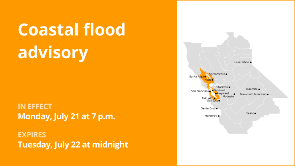 Update: Coastal flood advisory in place for Northern California until 2 a.m. Thursday
