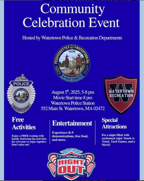 Free Activities, Movie & Food at Event Hosted by Watertown Police & Recreation Departments