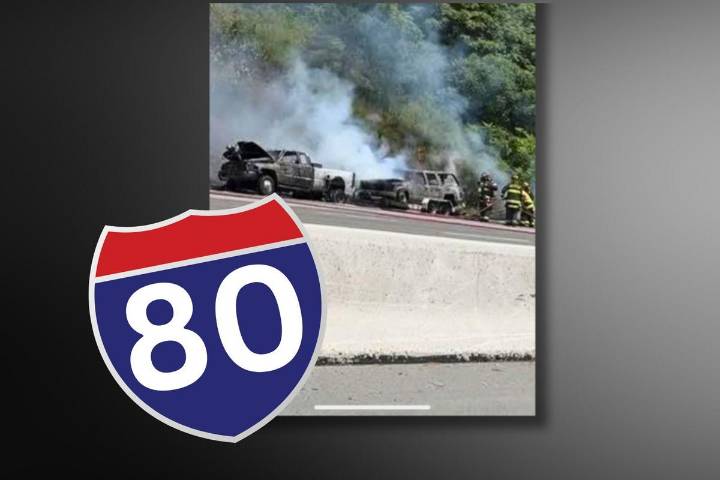 Deadly multi-vehicle crash on Route 80 sparks wildfire