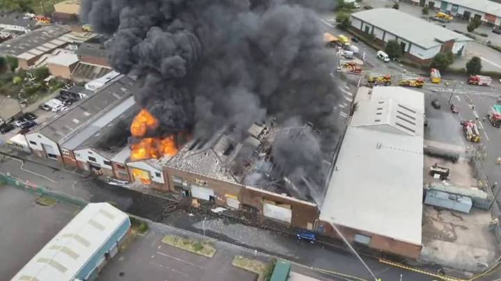 Homes evacuated as firefighters tackle huge blaze after 20 tonnes of tyres go up in flames