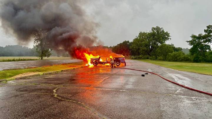 PHOTOS: Michigan man in truck survives lightning strike