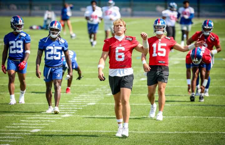 Jaxson Dart daily report: Giants rookie struggles in training camp debut