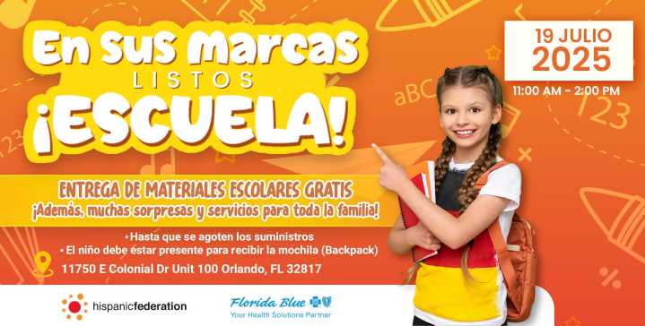 Florida Blue y Hispanic Federation regalarán mochilas y útiles escolares en Orlando