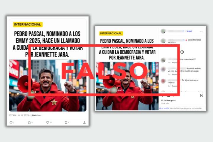 Comprueba: ¿Pedro Pascal llamó a votar por Jeannette Jara en las Presidenciales?