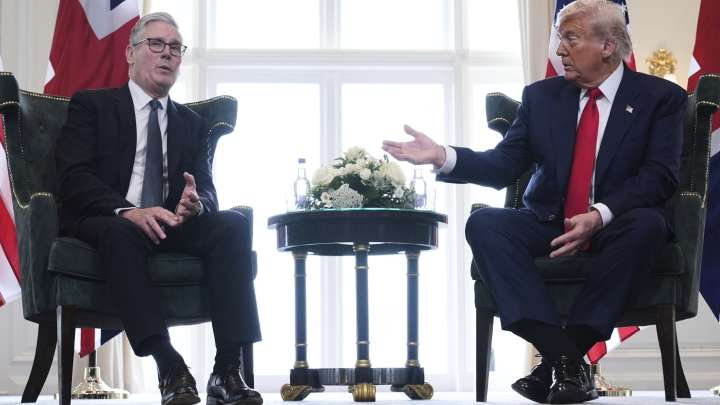Awkward moment Trump blasts 'nasty' Sadiq Khan for 'terrible job'... before Starmer interrupts: 'He's a friend of mine!'
