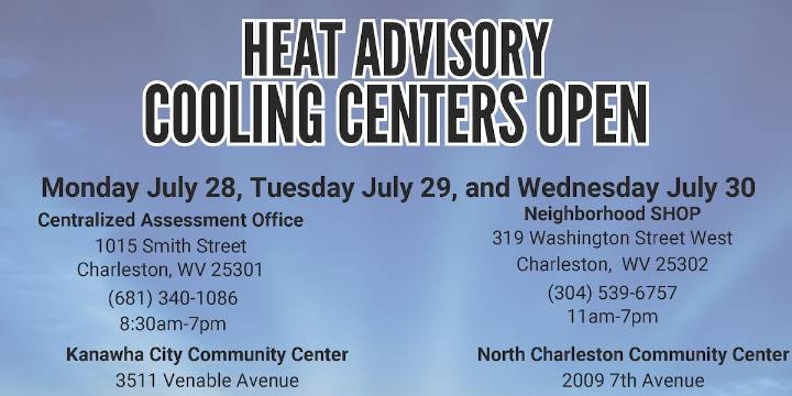 Cooling centers open in Kanawha County