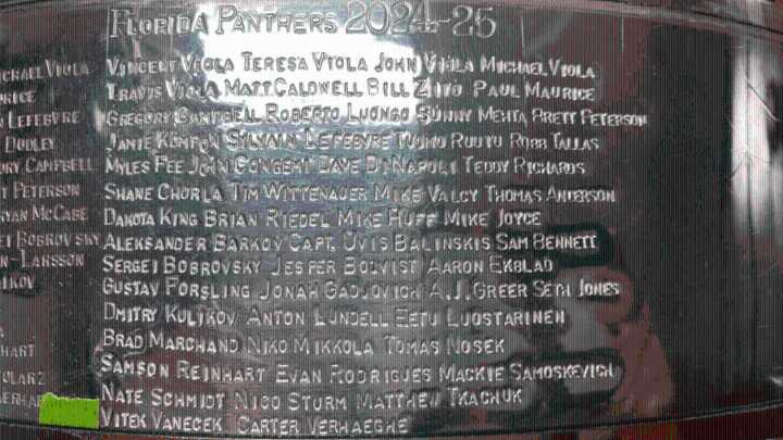 Panthers' names engraved on Stanley Cup again