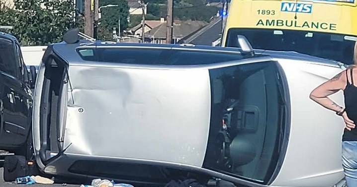 Live: Plymouth road shut after car overturns in 'serious' crash