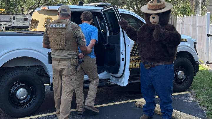 Smokey Bear helps arrest man accused of stealing mascot signs