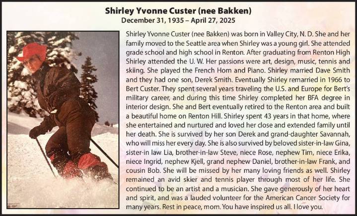 Shirley Yvonne Custer (nee Bakken)
