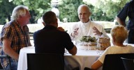 Pope Leo XIV celebrates Mass for local homeless people, invites them to lunch at summer villa