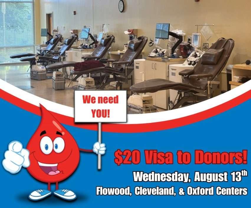 Mississippi Blood Services Offering $20 Gift Card for Donations on Wednesday
