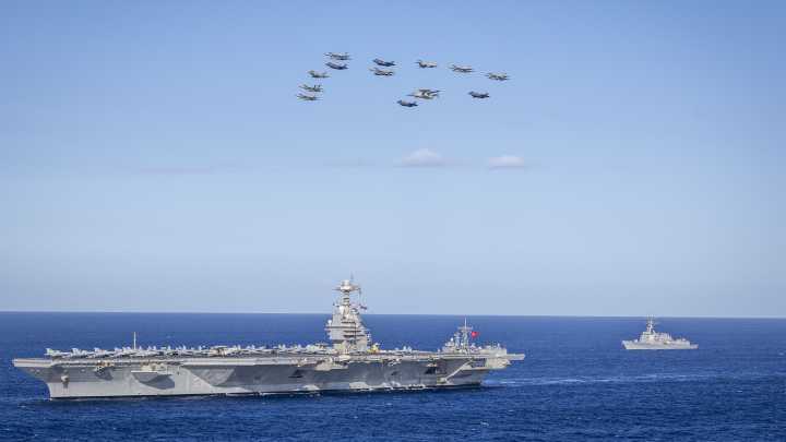 U.S. F/A-18Fs and Italian F-35Bs Simulate CAS Operations Over Black Sea