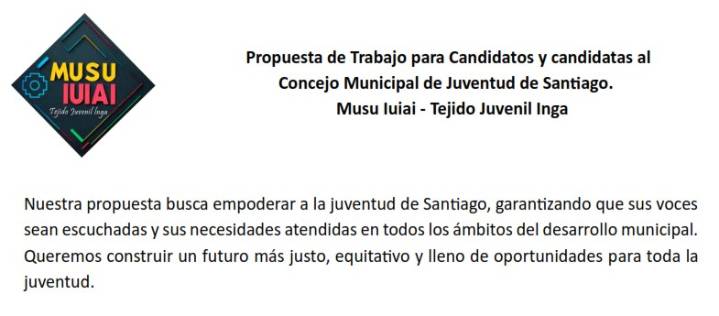 Musu Iuiai – Tejido Juvenil Inga Presenta Propuesta Integral para la Juventud de Santiago