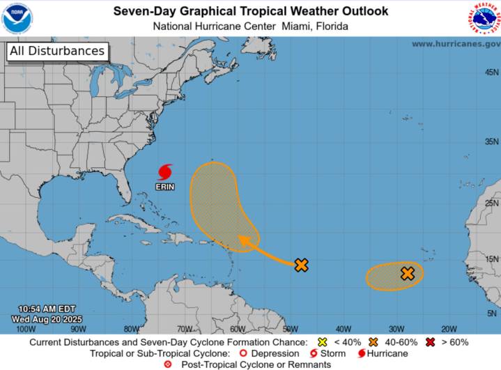 EE.UU. advierte de peligro en casi toda la costa este estadounidense debido al huracán Erin