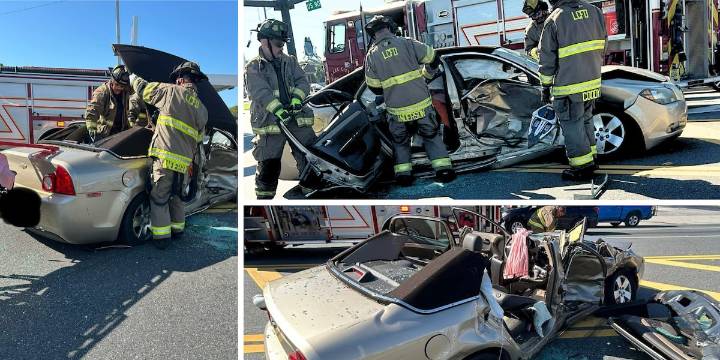 Firefighters rescue driver trapped in wrecked car on US 90