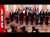 President Trump and European Leaders Pose for Awkward 'Family Photo' at the White House