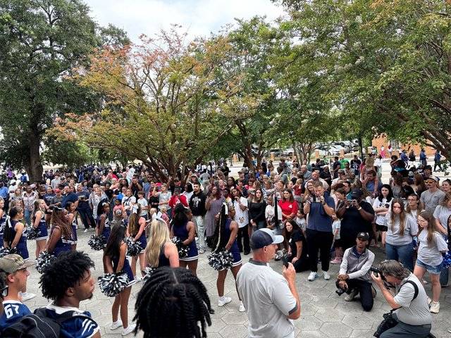 Football returns with downtown pep rally
