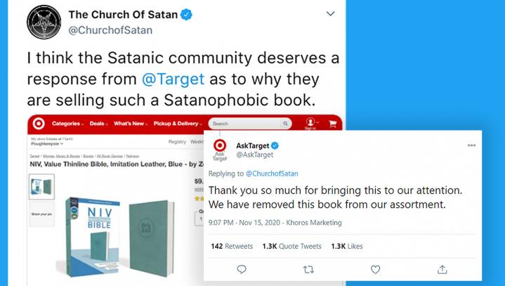 Target Immediately Pulls Bible From Shelves After Church Of Satan Complains