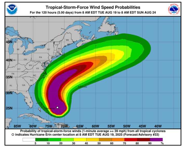 Water off-limits at NYC beaches Wed. and Thurs. due to Hurricane Erin