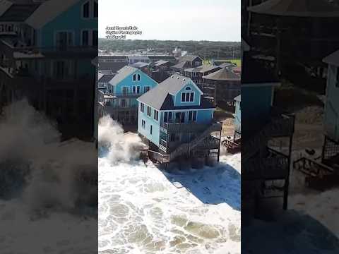 Tidal storm surge surrounds North Carolina Outer Banks homes #shorts