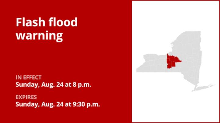 NY weather update: Flash flood warning active for New York Sunday night due to thunderstorms