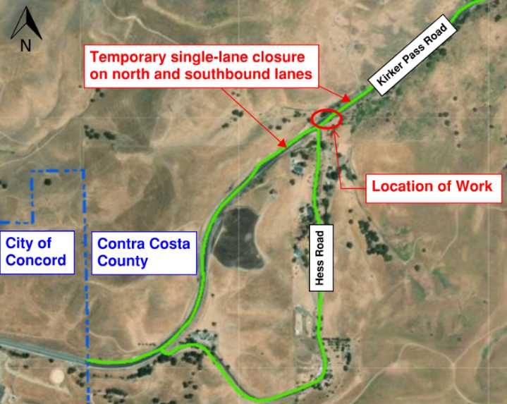 REMINDER: Kirker Pass Road To See Lane Closures August 25 For Crash Cushion Repairs