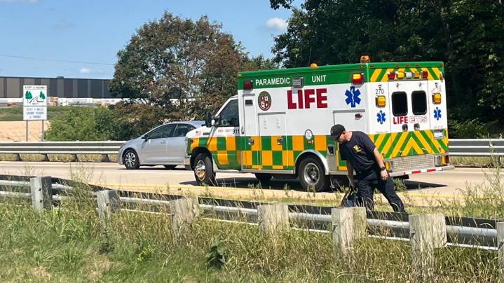 Walker Fire Department working to clear scene of motorcycle crash on I