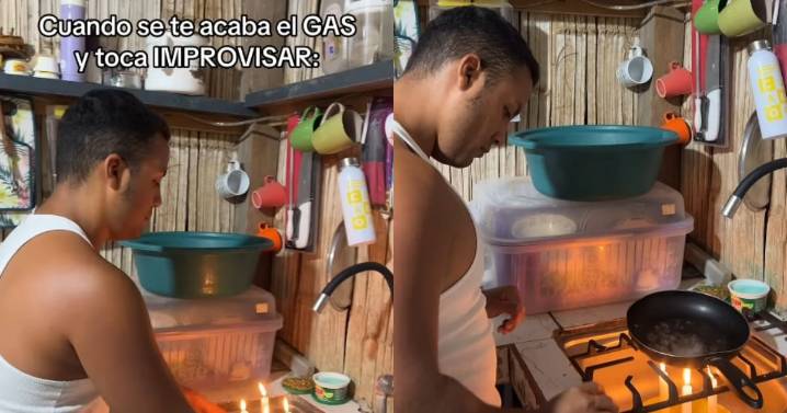 Se le acabó el gas y no perdió estilo: improvisa un fogón con velas y se vuelve viral