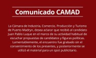 La CAMAD se despegó de Luque y cuestionó la utilización electoral de una reunión privada que fue grabada sin consentimiento